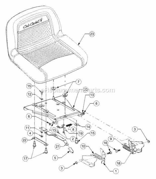 Adjustable Seat Diagram and Parts List for 1525 13A-221F100 Cub Cadet Lawn Tractor